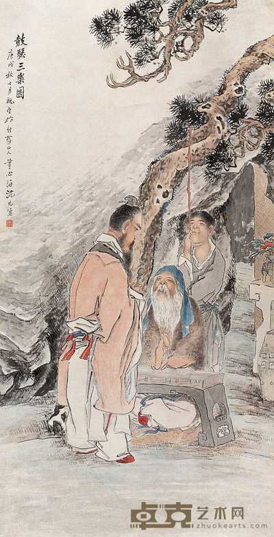 沈心海 鼓瑟三乐图 轴 147×76cm